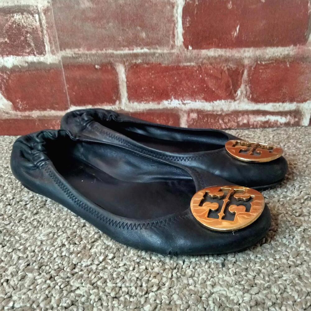 Tory Burch Flats Womens Size 7 Black Leather TLC Project Ballet Mini